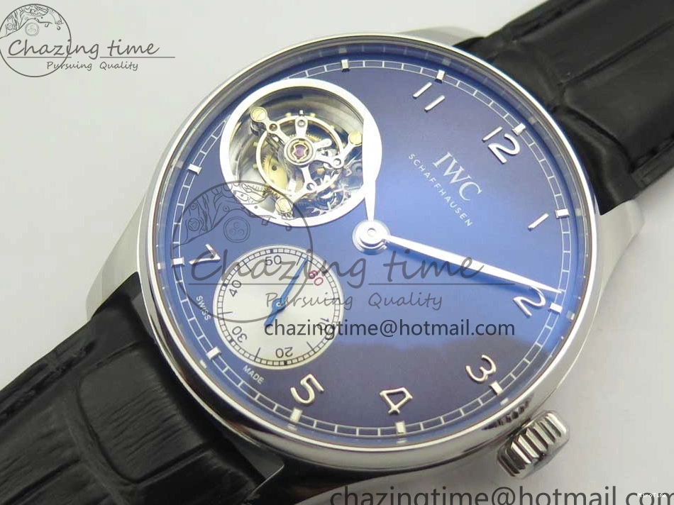 MIROTIME 0227 Seasonal Portuguese Tourbillon IW5463 SS ZF Best Edition Blue Dial on Black Leather Strap 7171